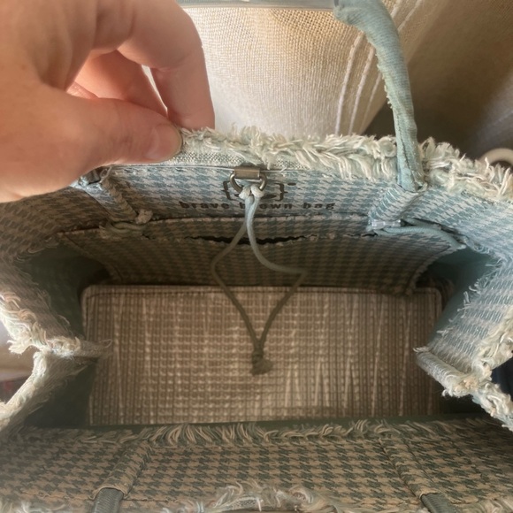 Brave Brown Bag Chic Houndstooth Tote Bag in light teal by [Brave Brown Bag ] - Picture 7 of 9